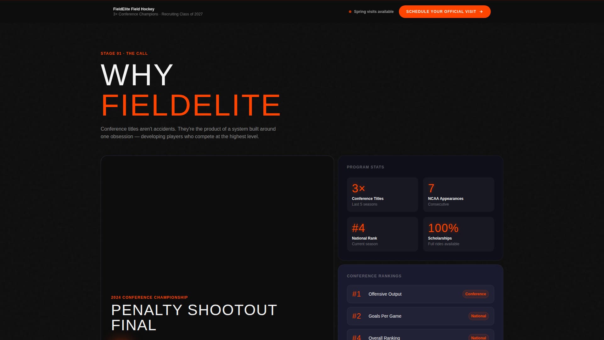 Field Hockey Leagues Booking Website Template