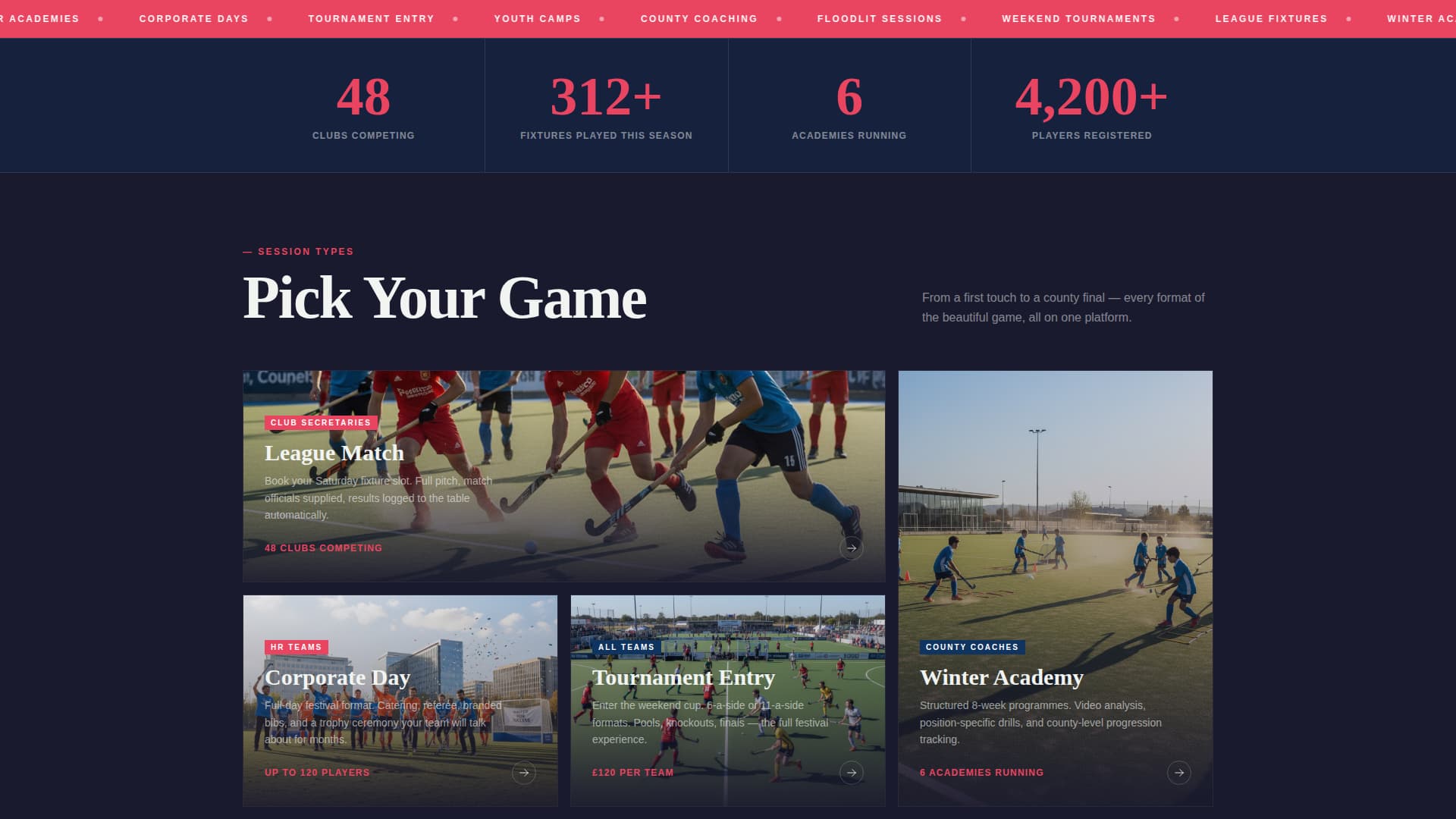 Field Hockey Booking Website Template
