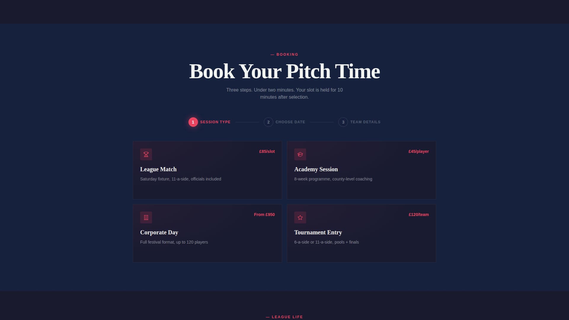 Field Hockey Booking Website Template