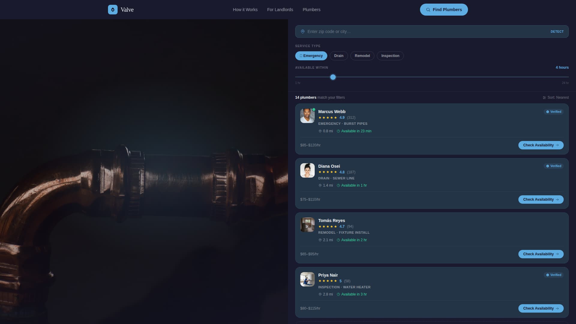 Valve - Reliable Plumbing Landing Page Template