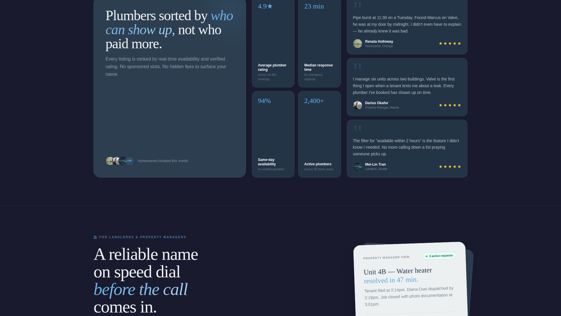 Valve - Reliable Plumbing Landing Page Template