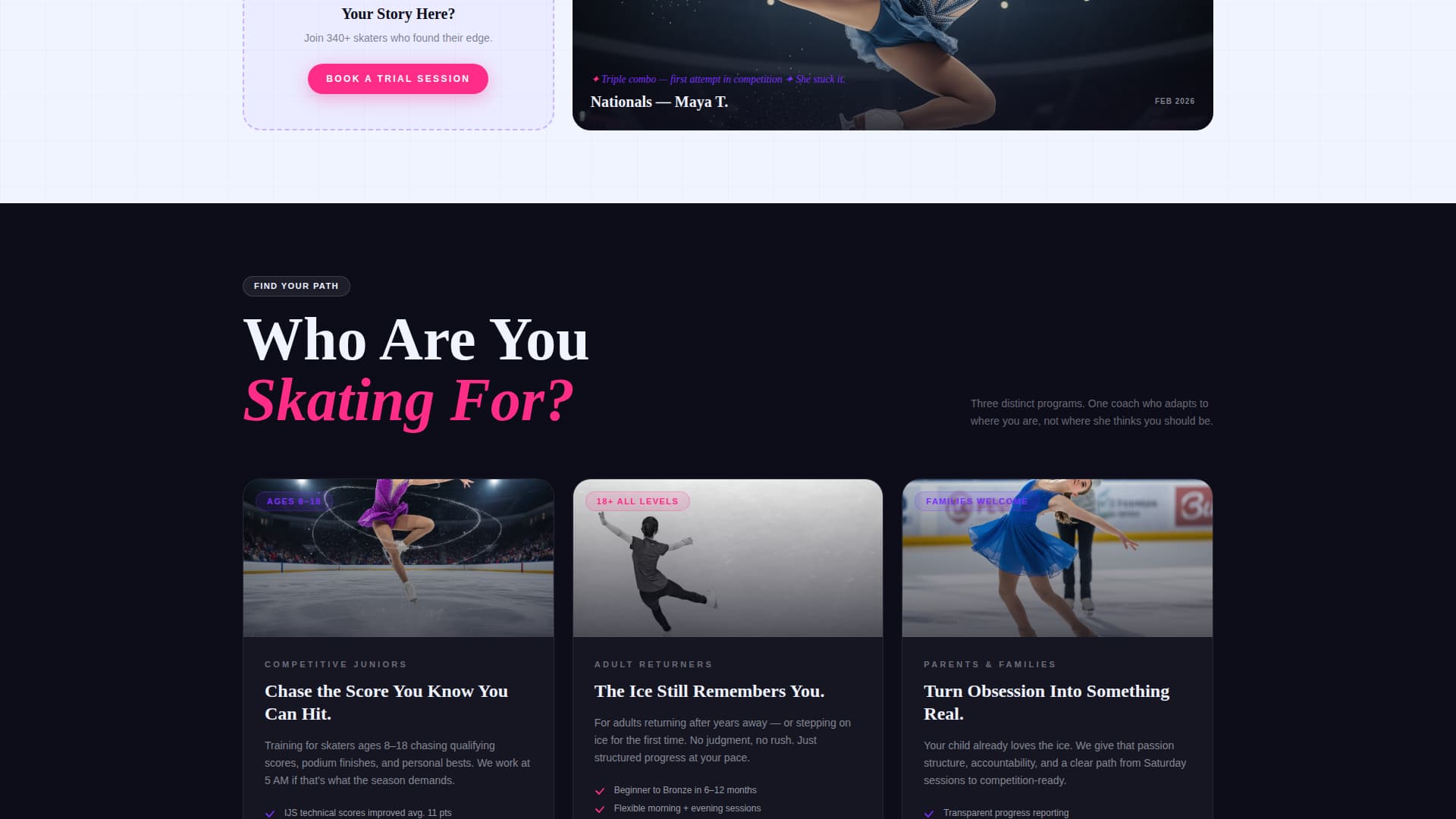 Figure Skating Booking Website Template
