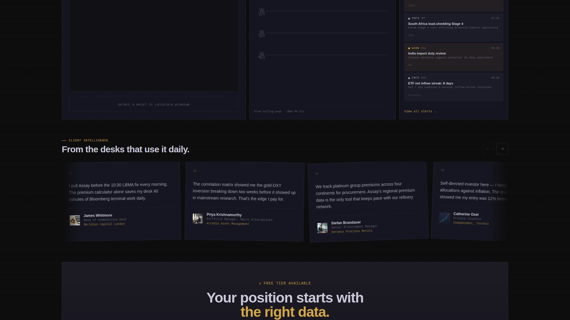 Precious Metals Vertical SaaS Pricing Website Template