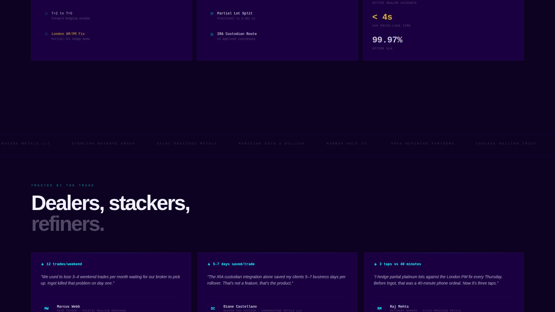 Ingot - Instant Bullion Landing Page Template