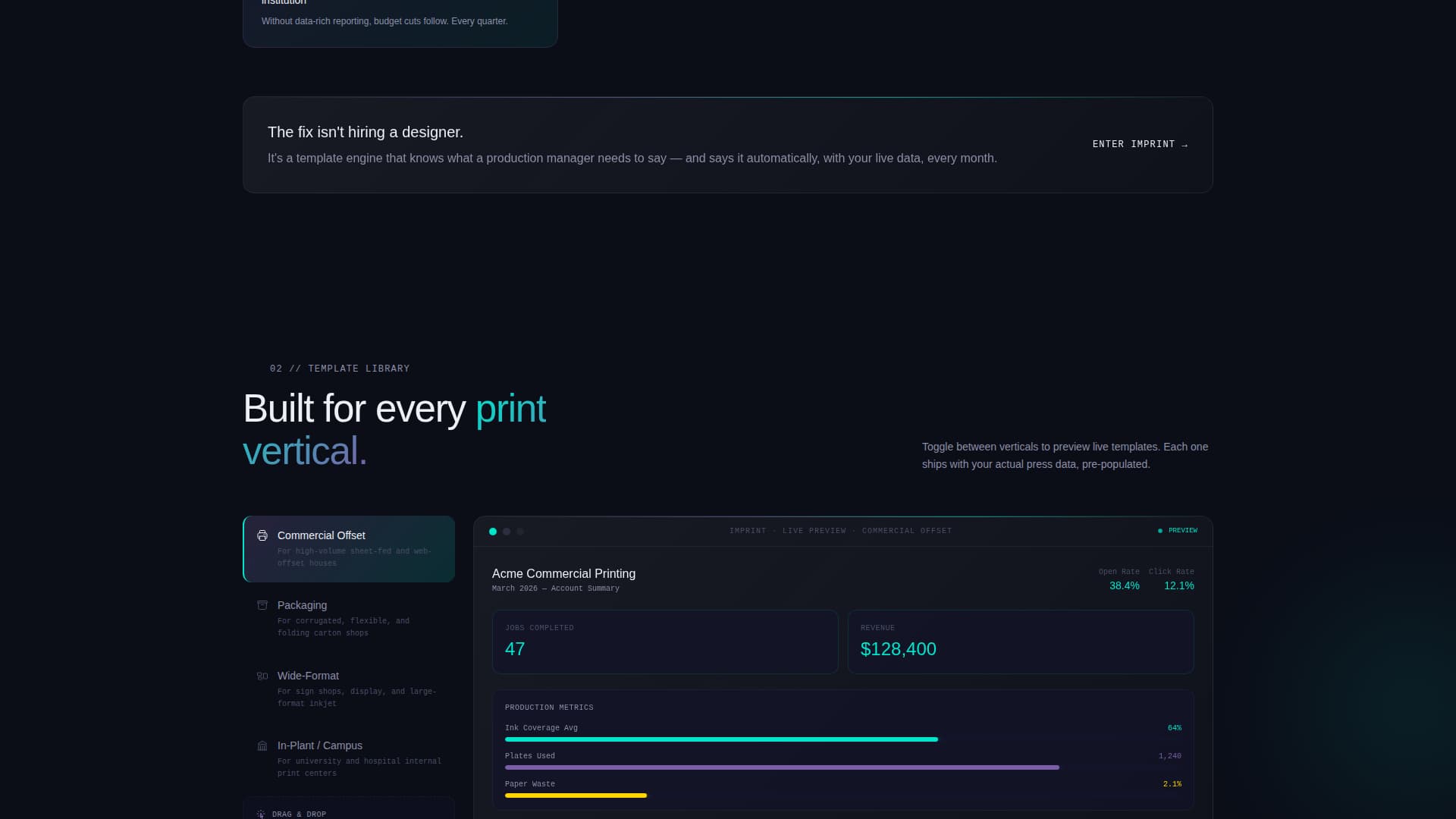 Imprint - Powerful Printing Landing Page Template