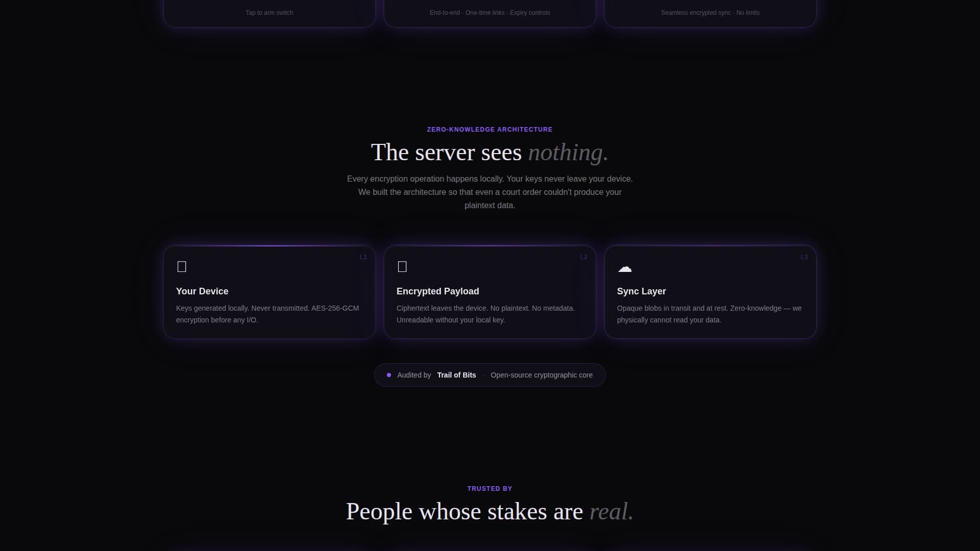 Vault - Encrypted Privacy Landing Page Template