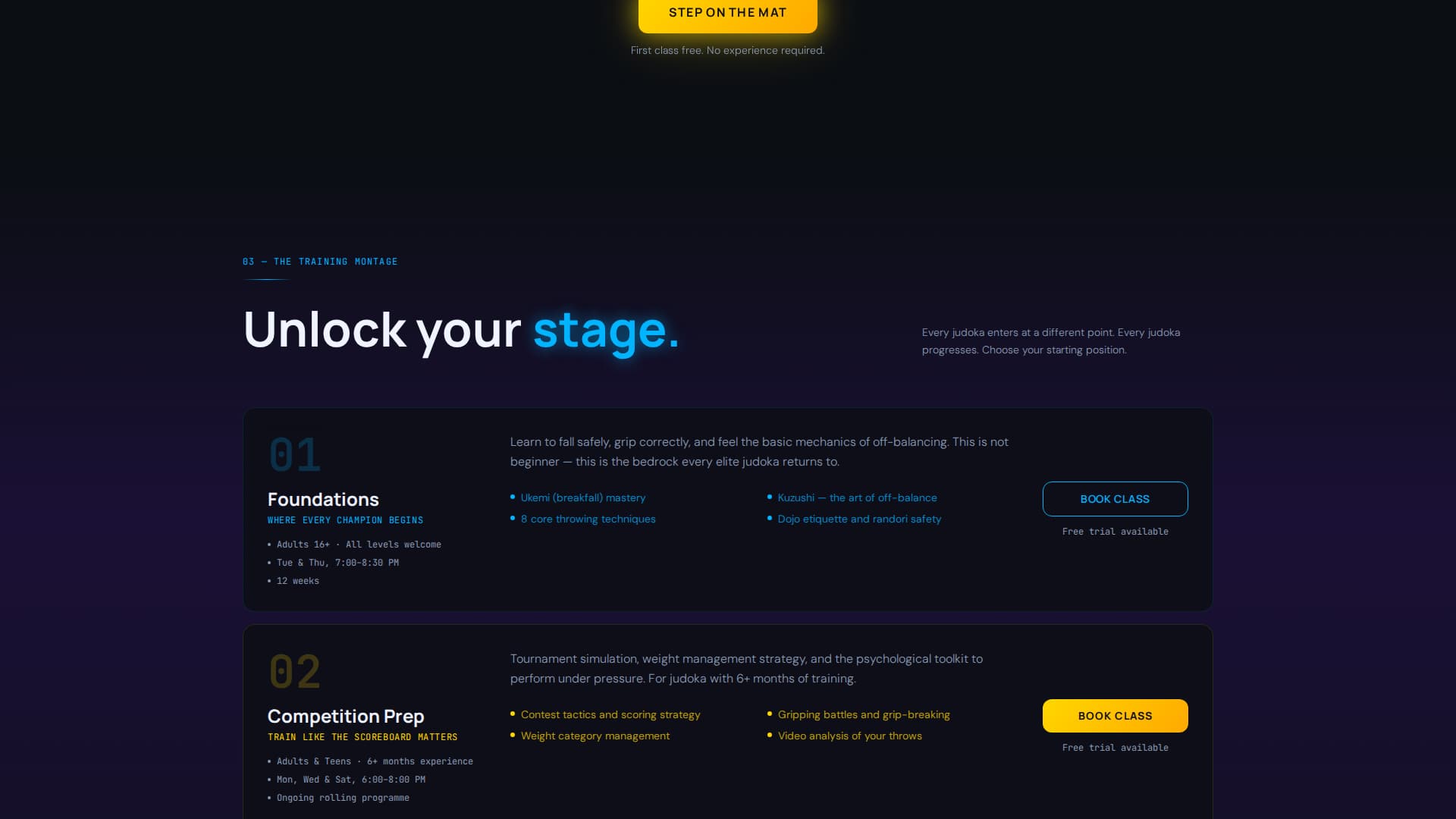 Judo Booking Website Template