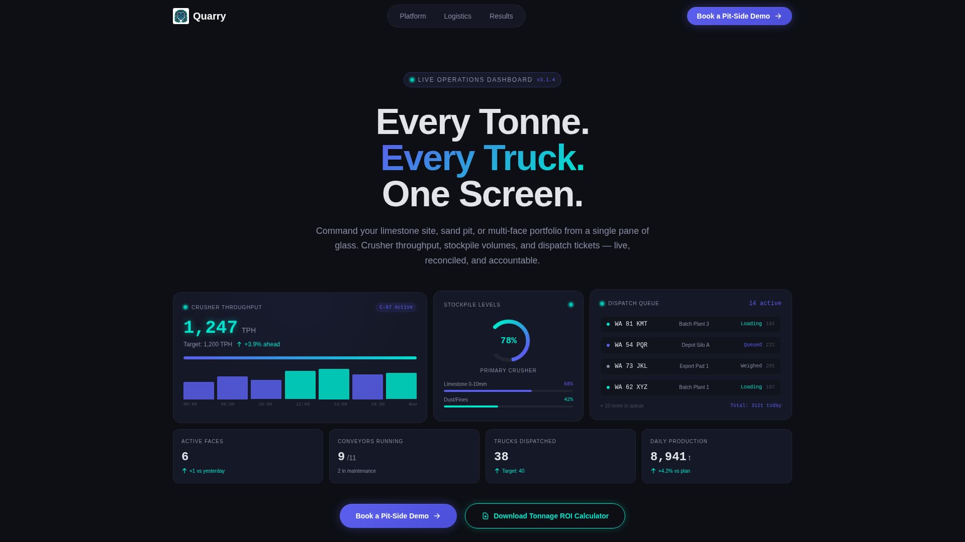 Quarry Vertical SaaS Booking Website Template