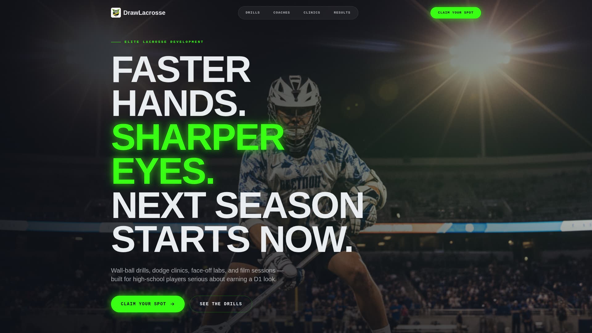 Draw - Elite Lacrosse Landing Page Template