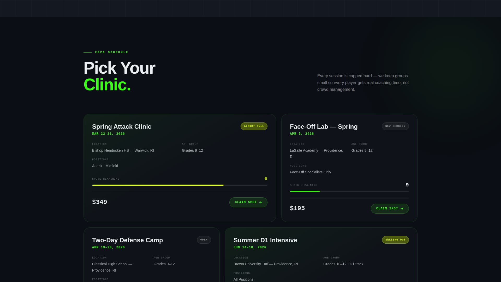 Draw - Elite Lacrosse Landing Page Template