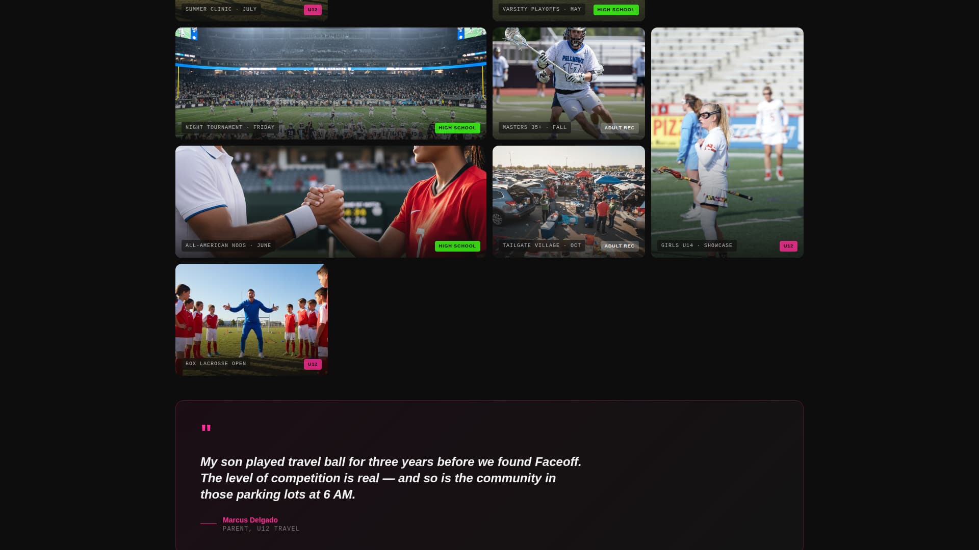 Faceoff - Electric Lacrosse Landing Page Template