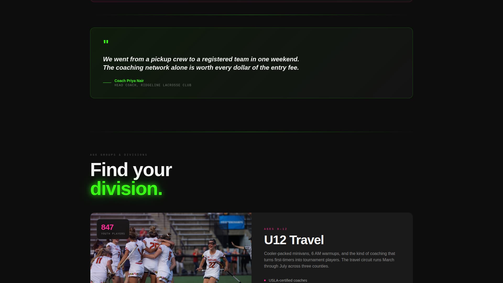 Faceoff - Electric Lacrosse Landing Page Template