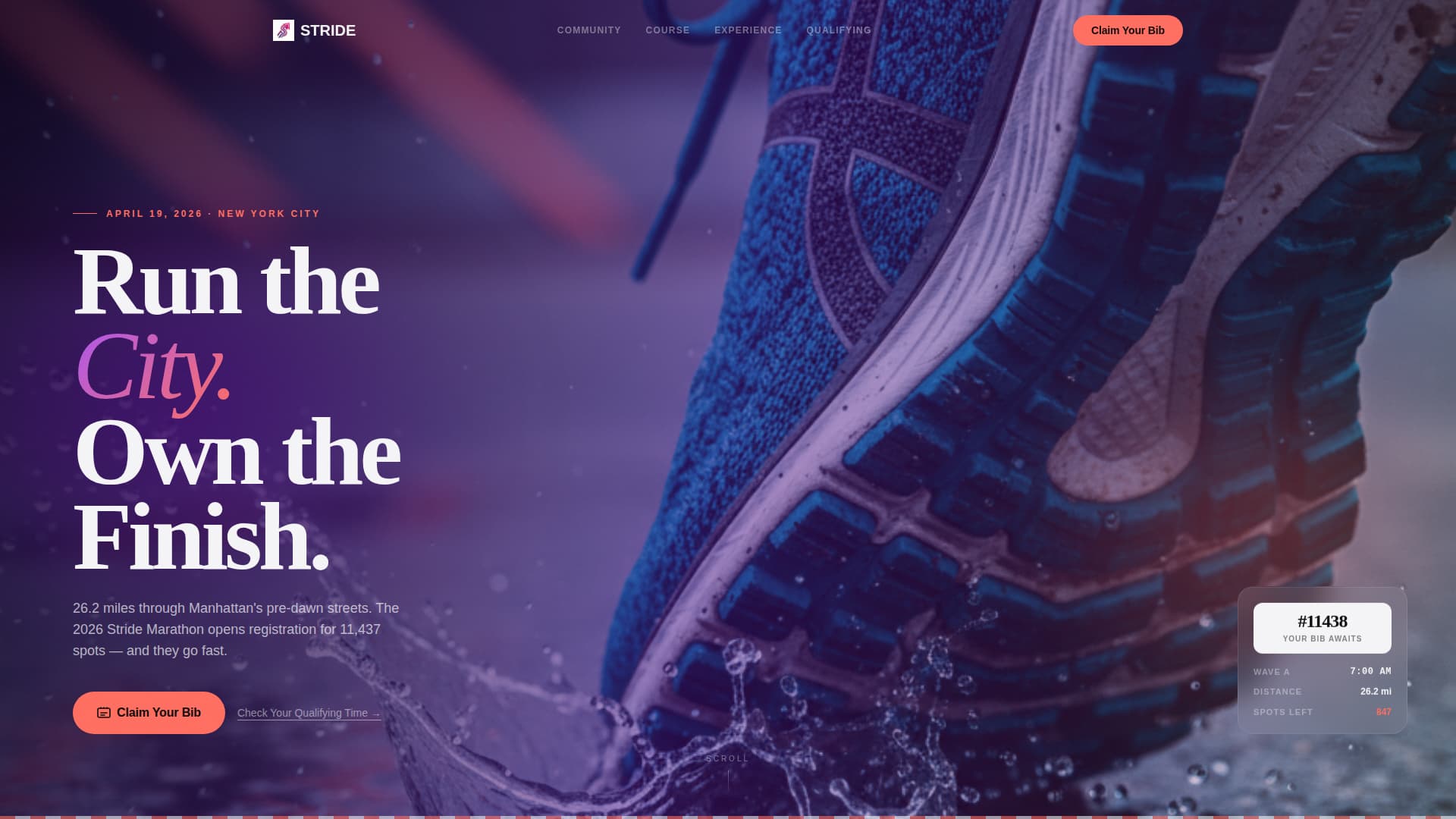 Stride - Dynamic Marathon Landing Page Template