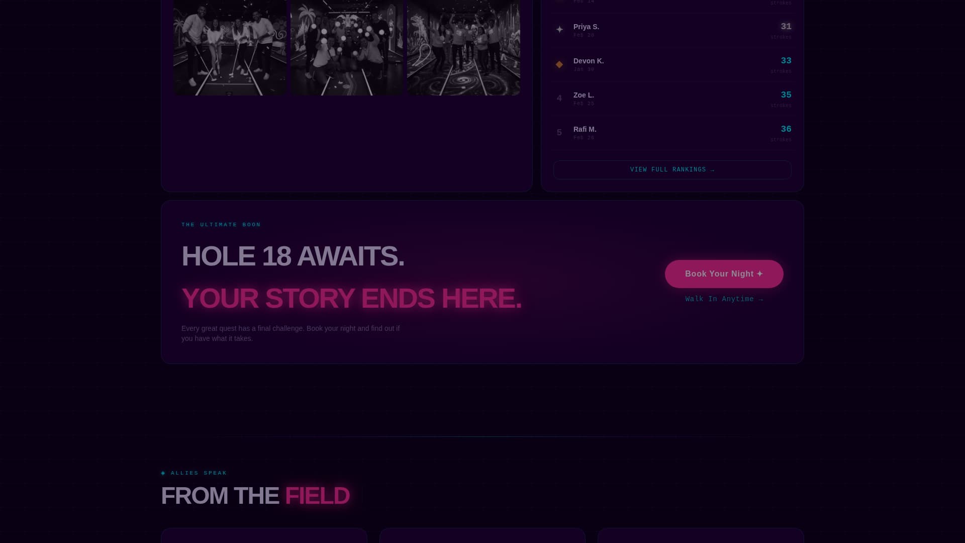 Putt - Electrifying Minigolf Landing Page Template