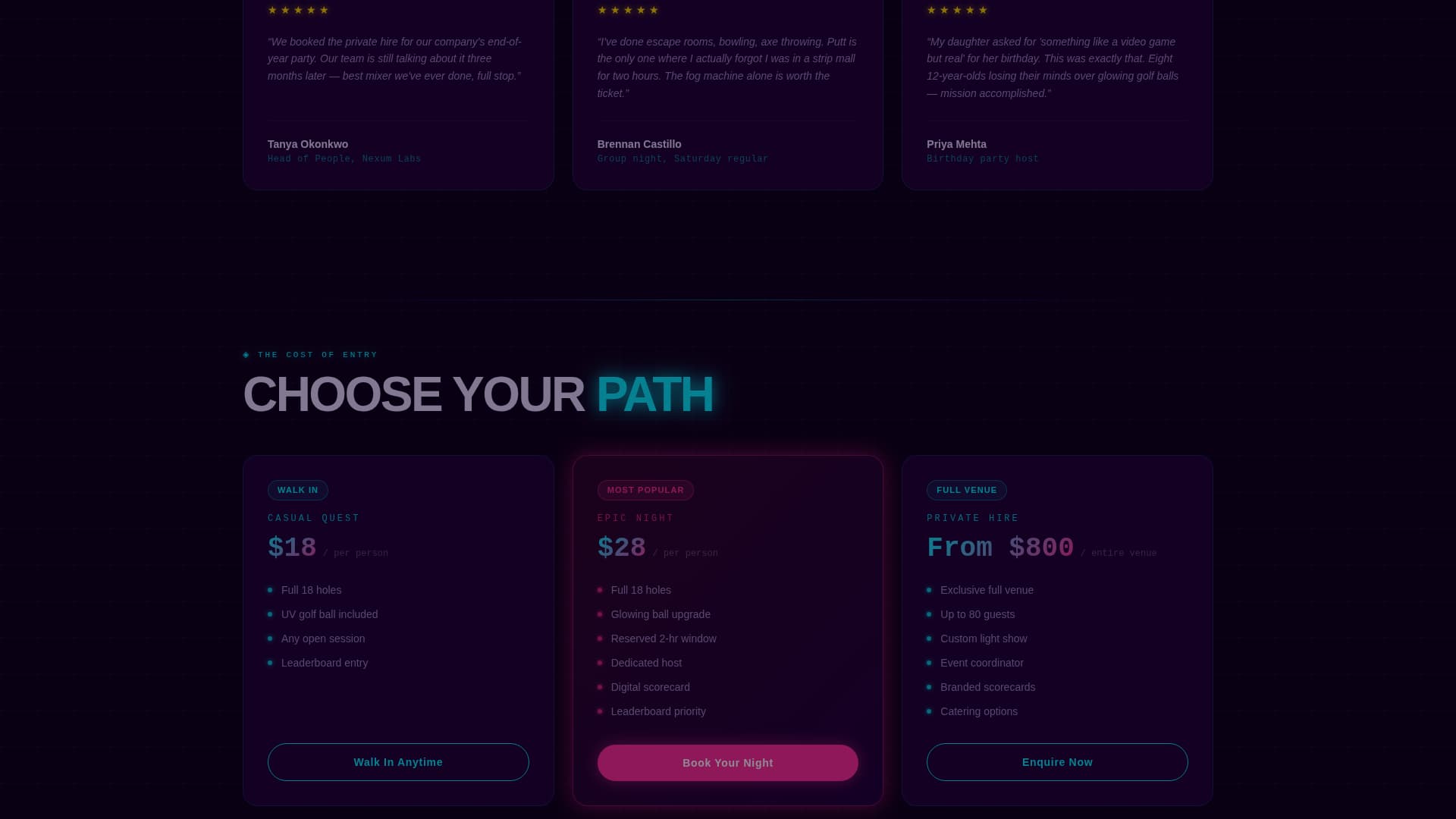 Putt - Electrifying Minigolf Landing Page Template