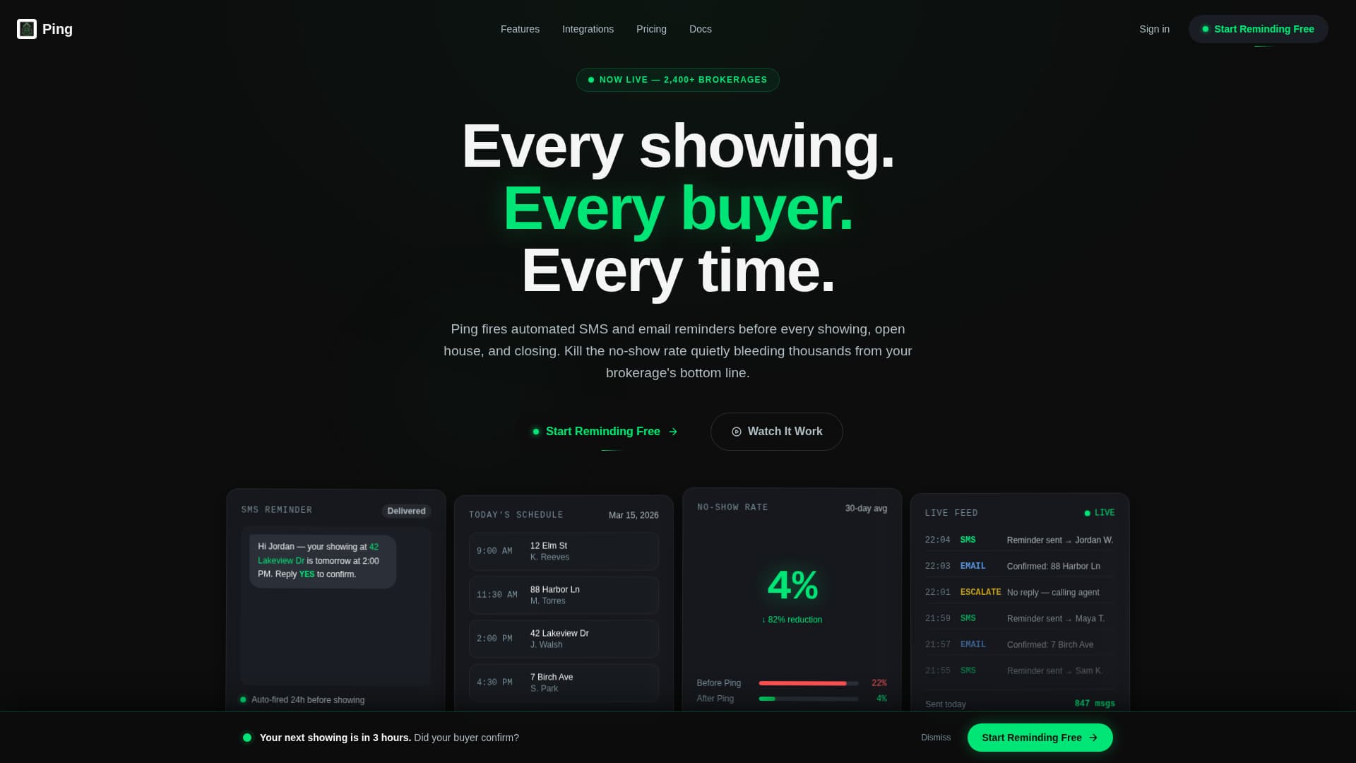 Ping - Automated Appointmentreminder Landing Page Template