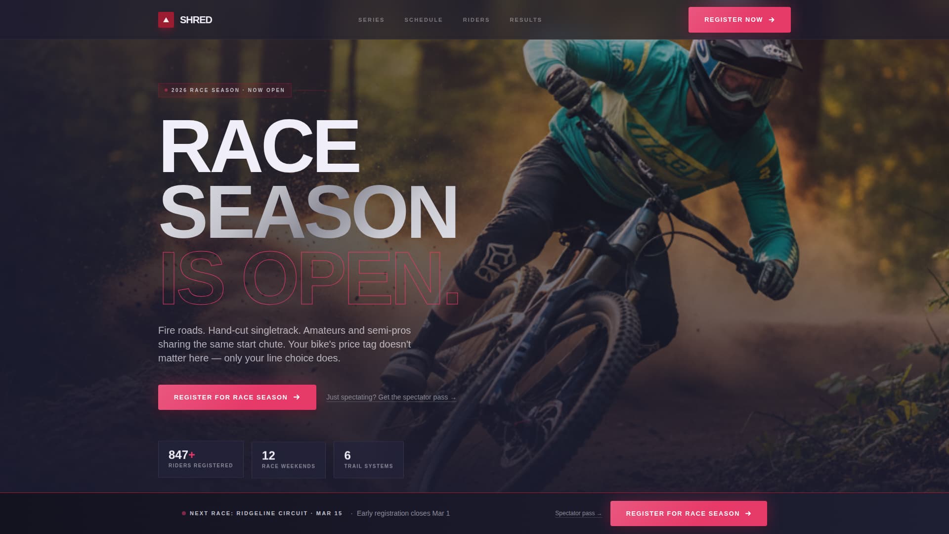 Trail — Exhilarating Mountain Biking Landing Page Template