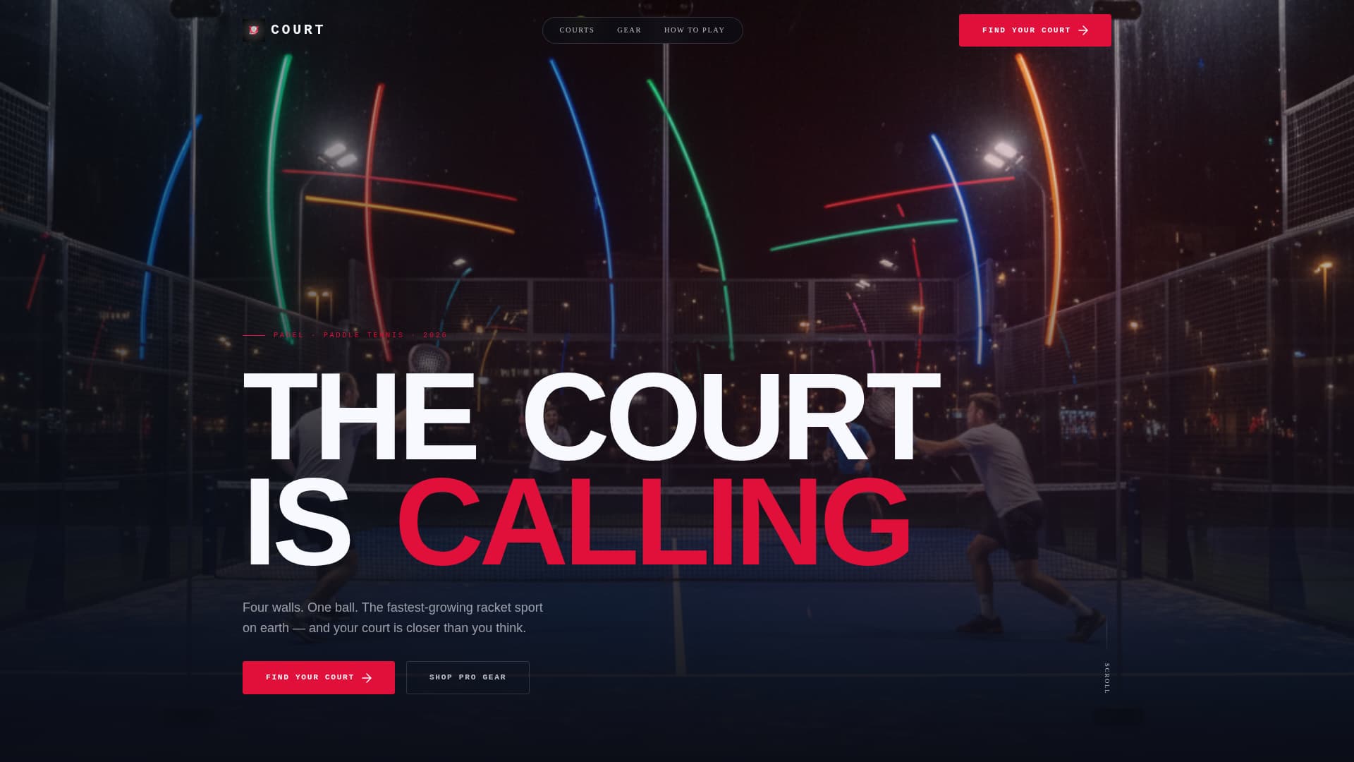 Court - Electric Padel Landing Page Template