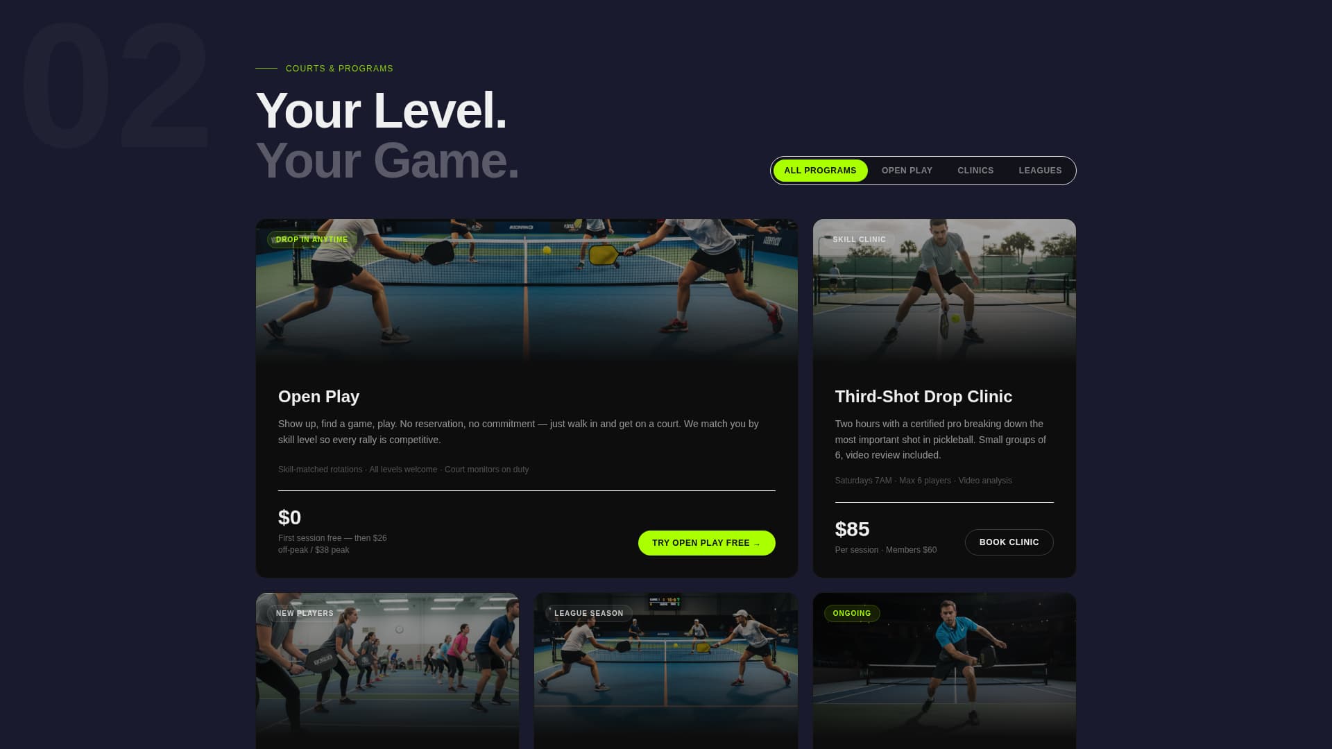 Volley — Explosive Pickleball Landing Page Template