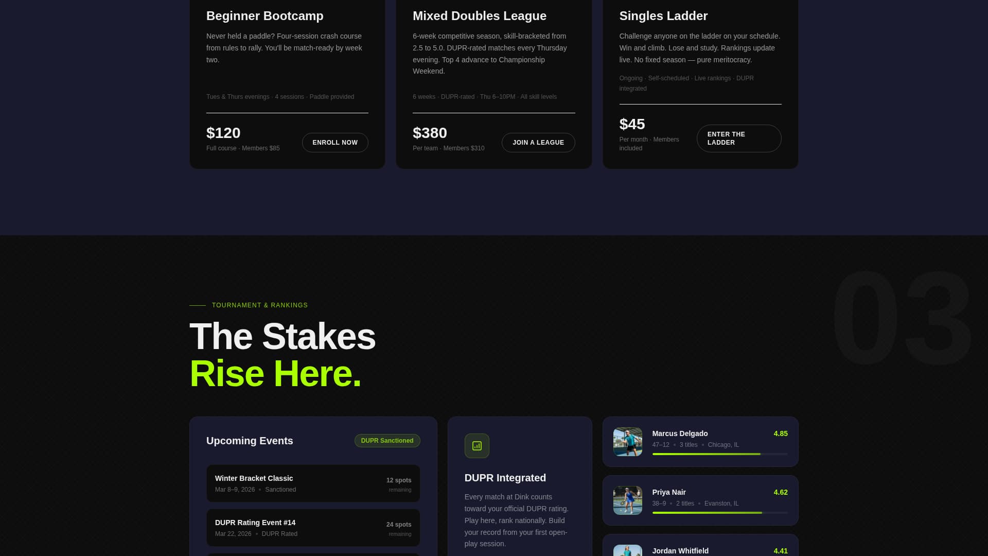 Volley — Explosive Pickleball Landing Page Template