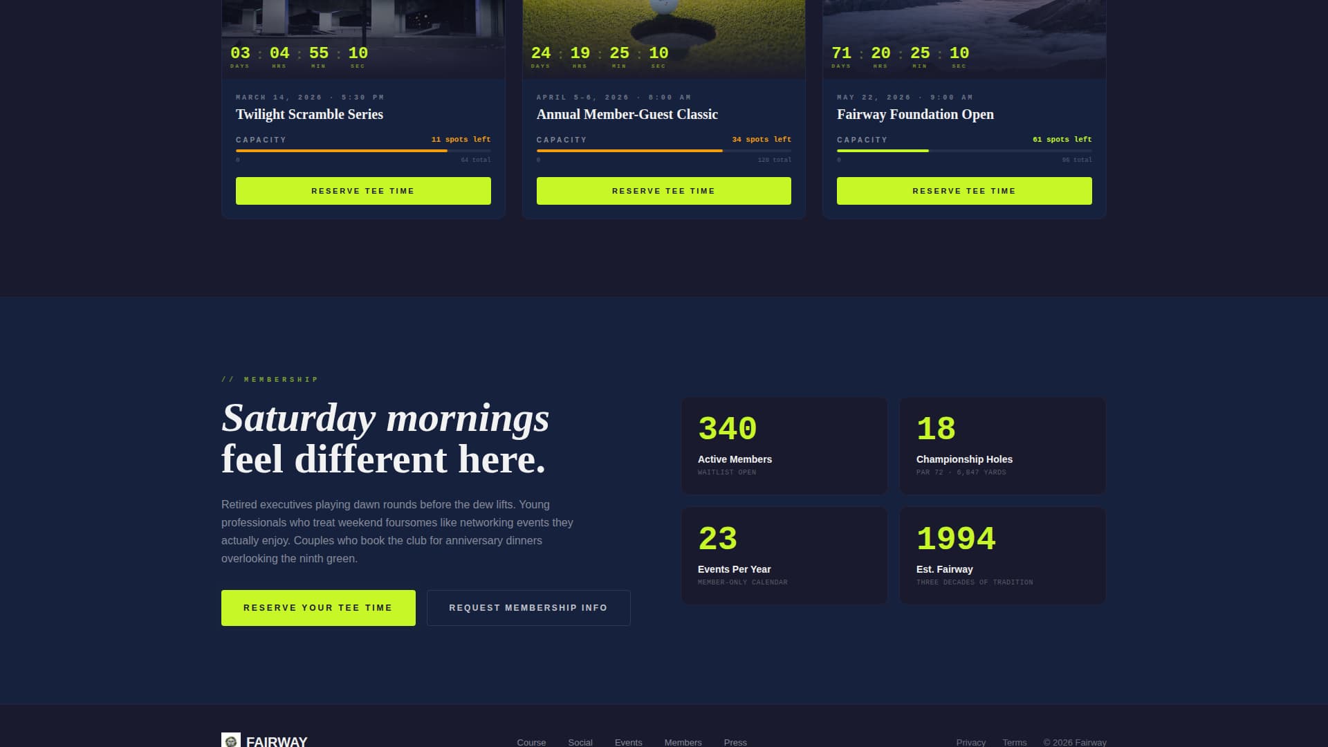 Fairway - Exclusive Golfclub Landing Page Template