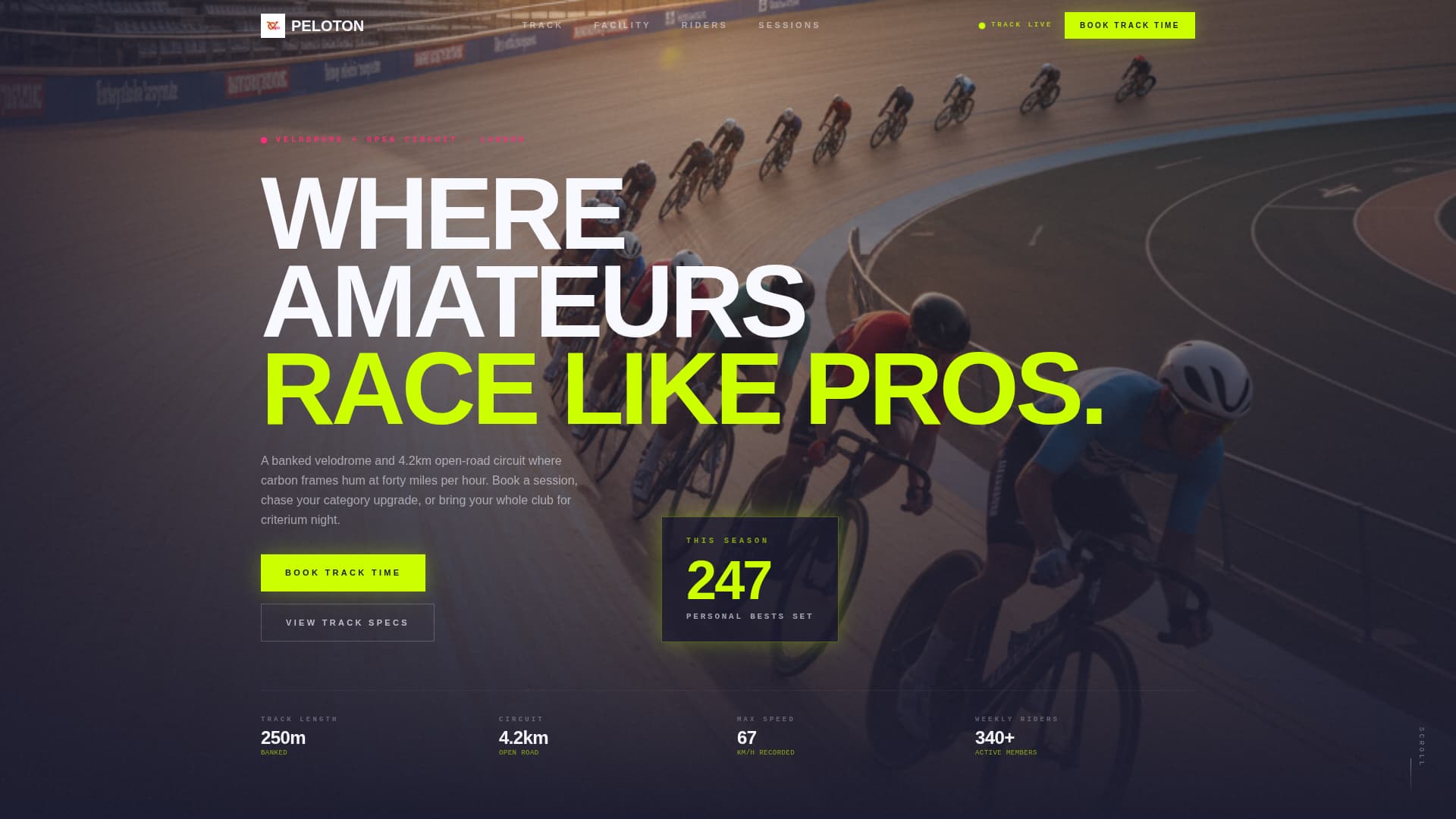 Peloton - Highvelocity Velodrome Landing Page Template