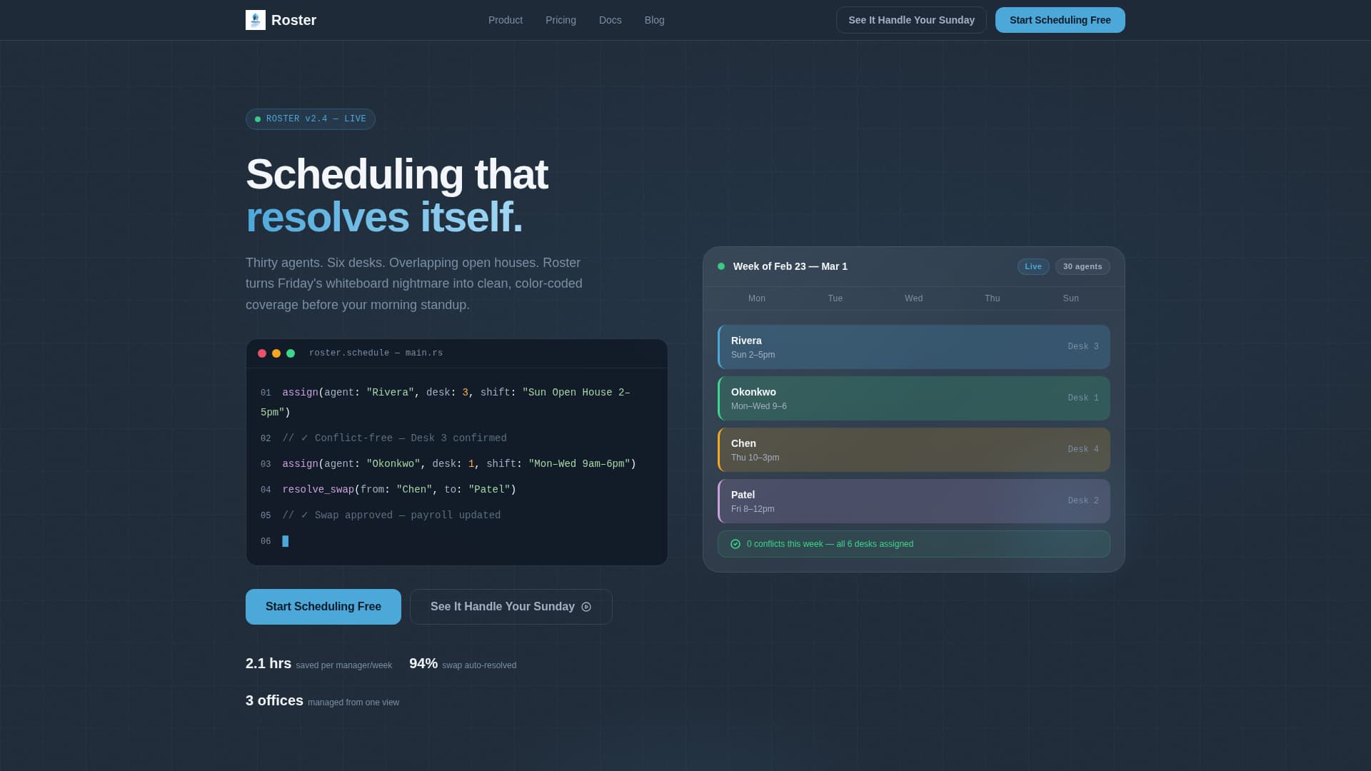 Roster - Powerful Scheduling Landing Page Template