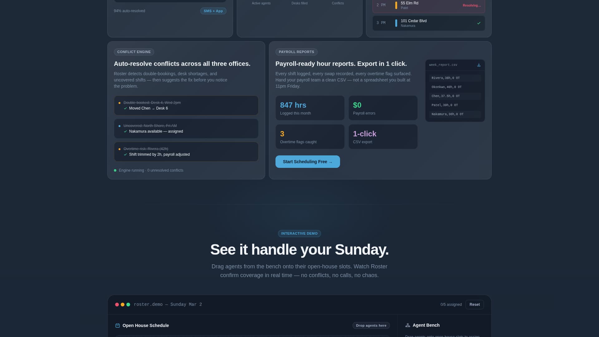 Roster - Powerful Scheduling Landing Page Template