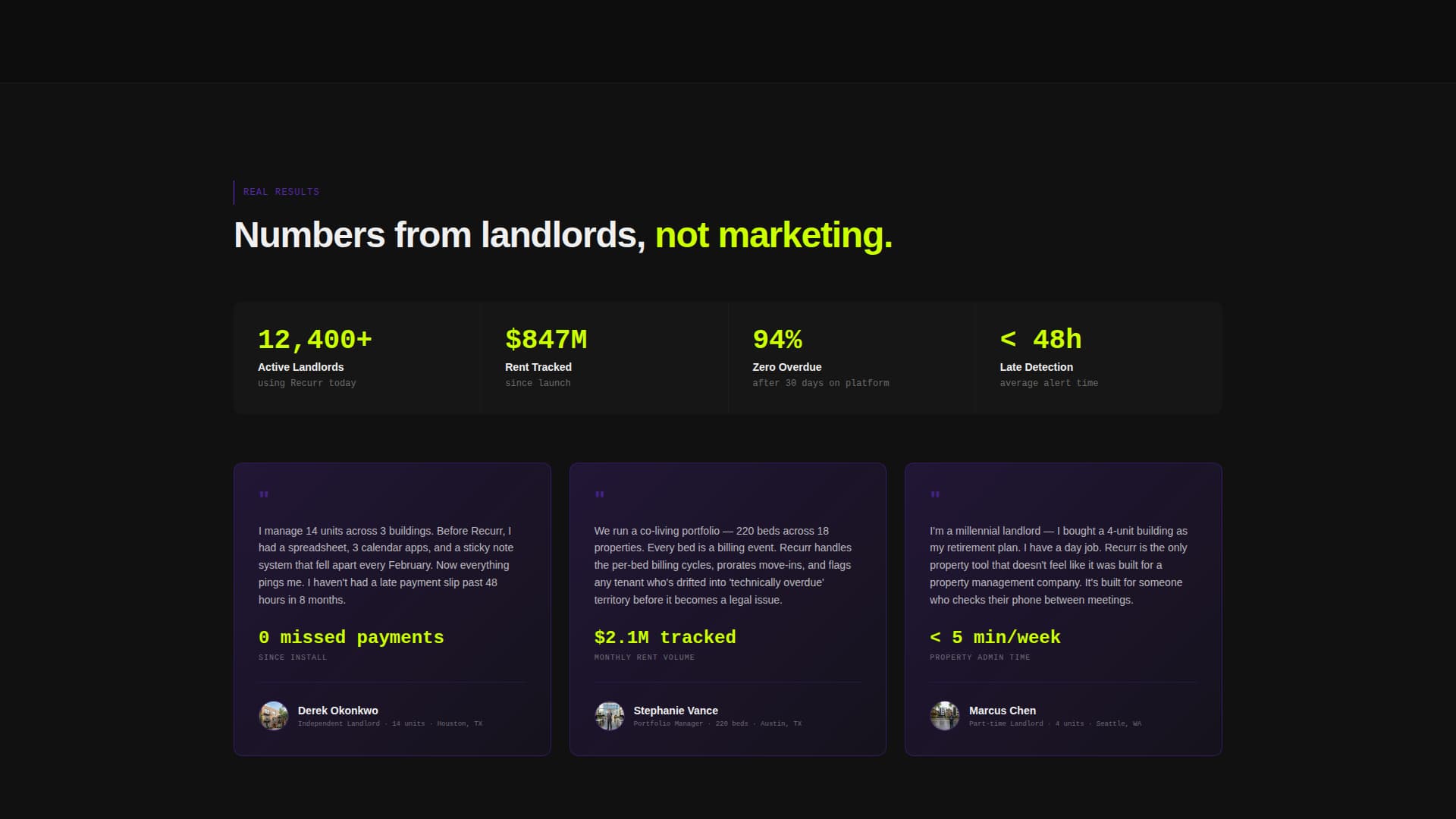 Recurr - Streamlined Propertymanagement Landing Page Template