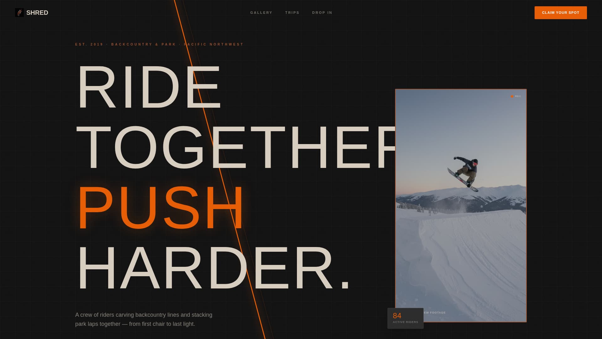 Shred - Raw Snowboarding Landing Page Template