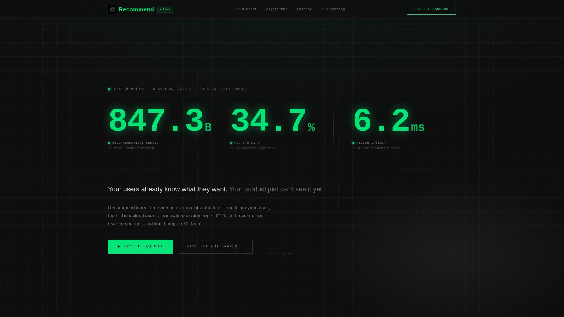 Recommend - Precision AI Landing Page Template