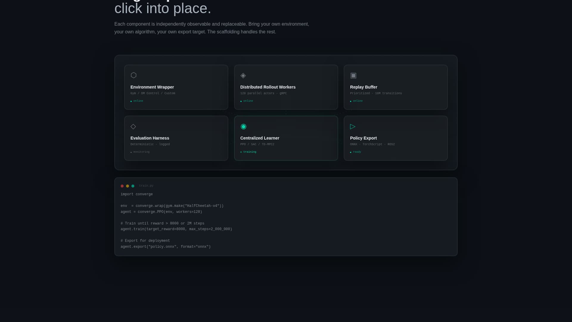 Converge - High Performance Reinforcement Learning Landing Page Template