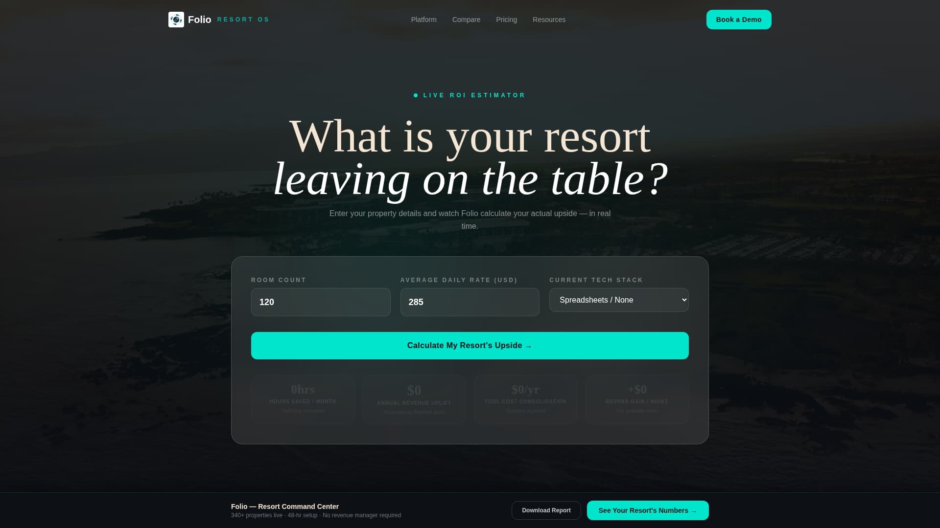 Folio - Powerful Resort Management Landing Page Template