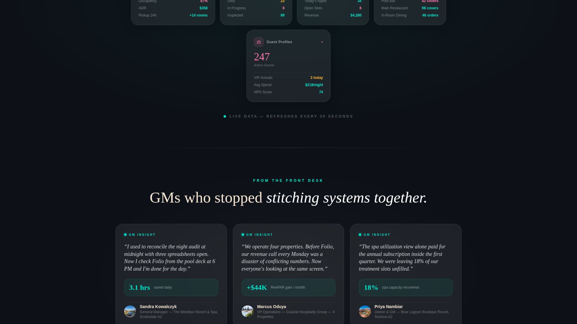 Folio - Powerful Resort Management Landing Page Template