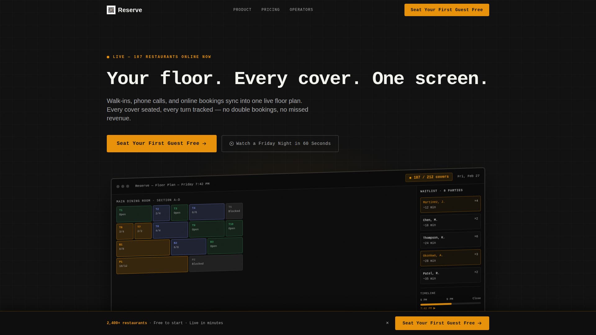 Table — Premium Dining Landing Page Template