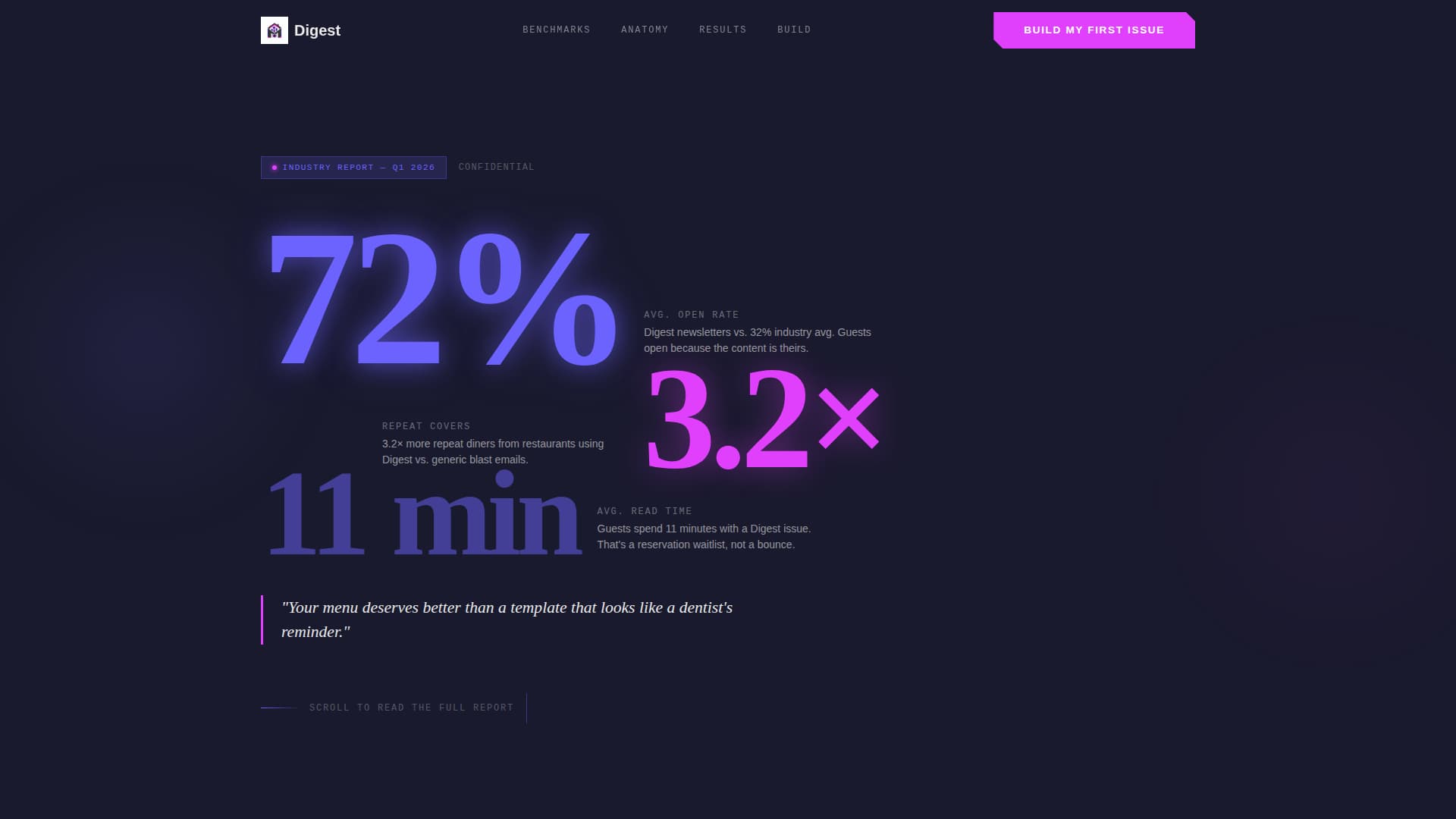 Digest - Bold Restaurant Landing Page Template