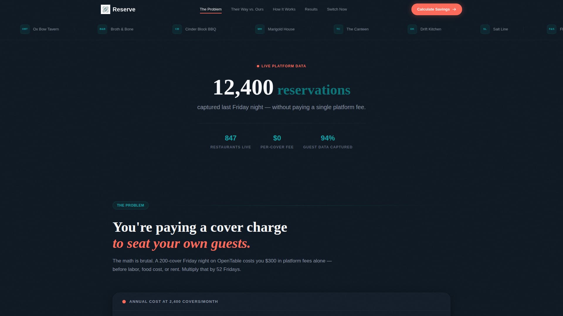 Restaurant Direct Guest Relationship Lead Capture Website Template