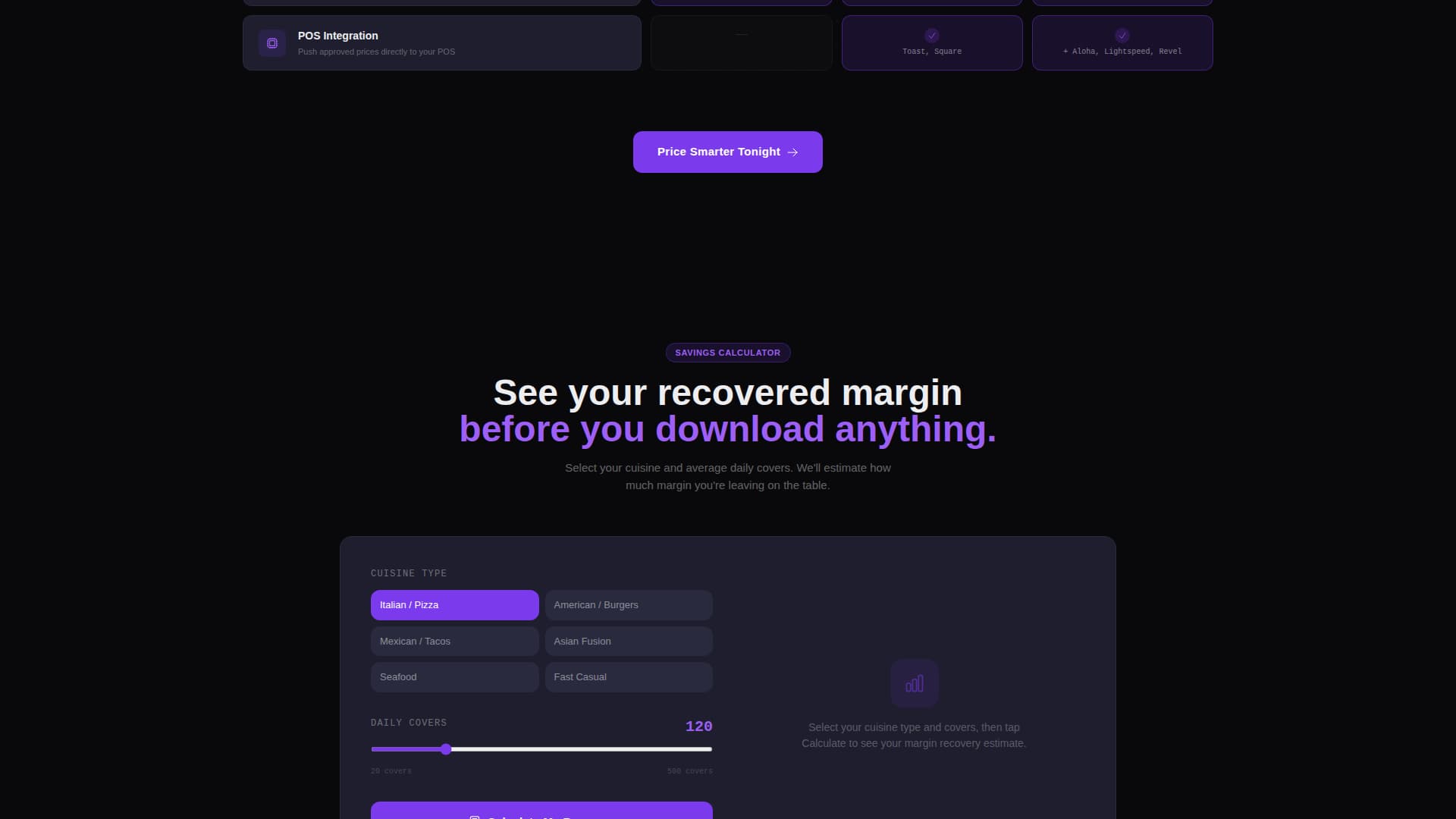 Restaurant Menu Pricing SaaS Website Template