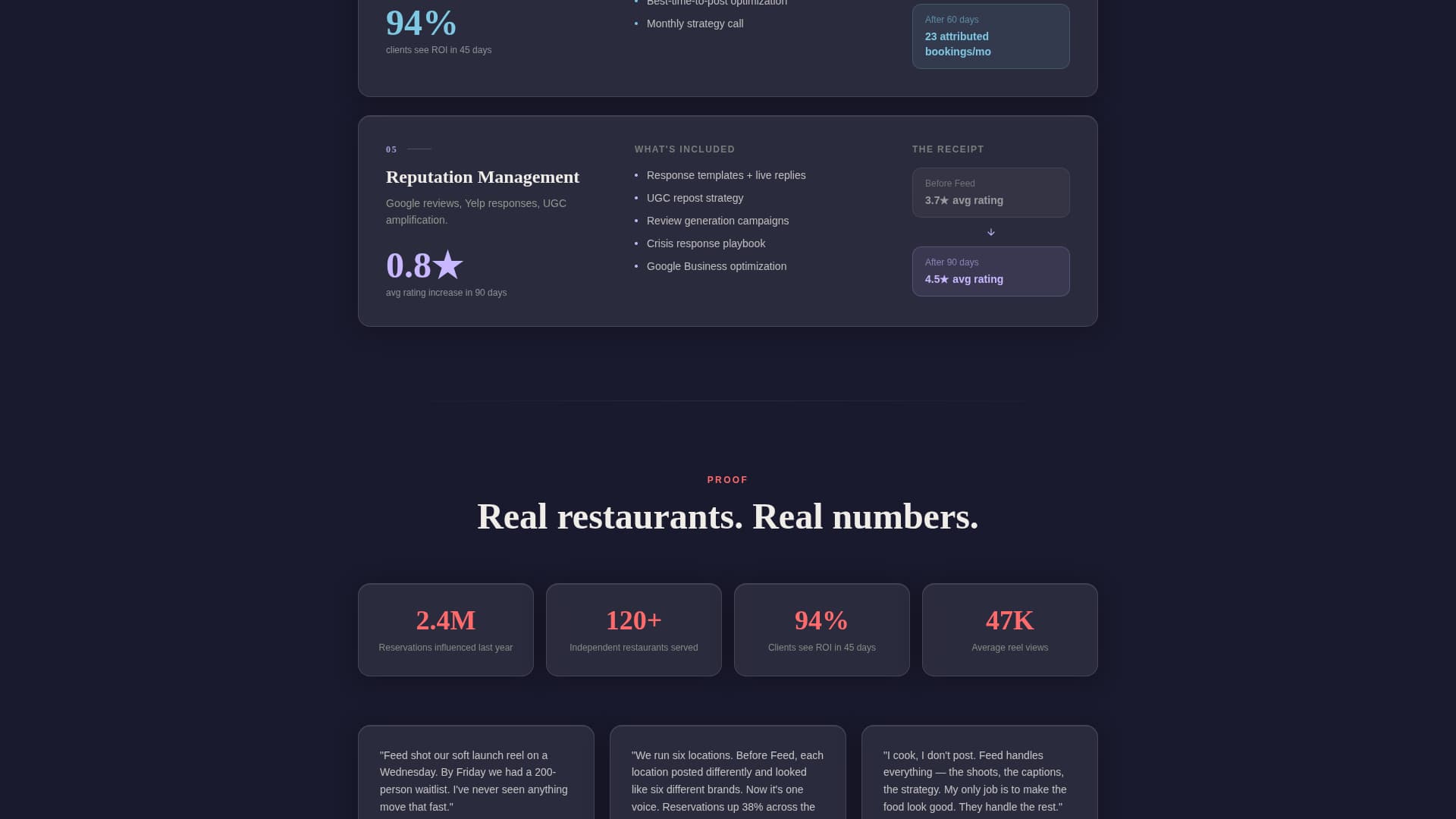 Feed - Scroll Reveal Restaurant Landing Page Template