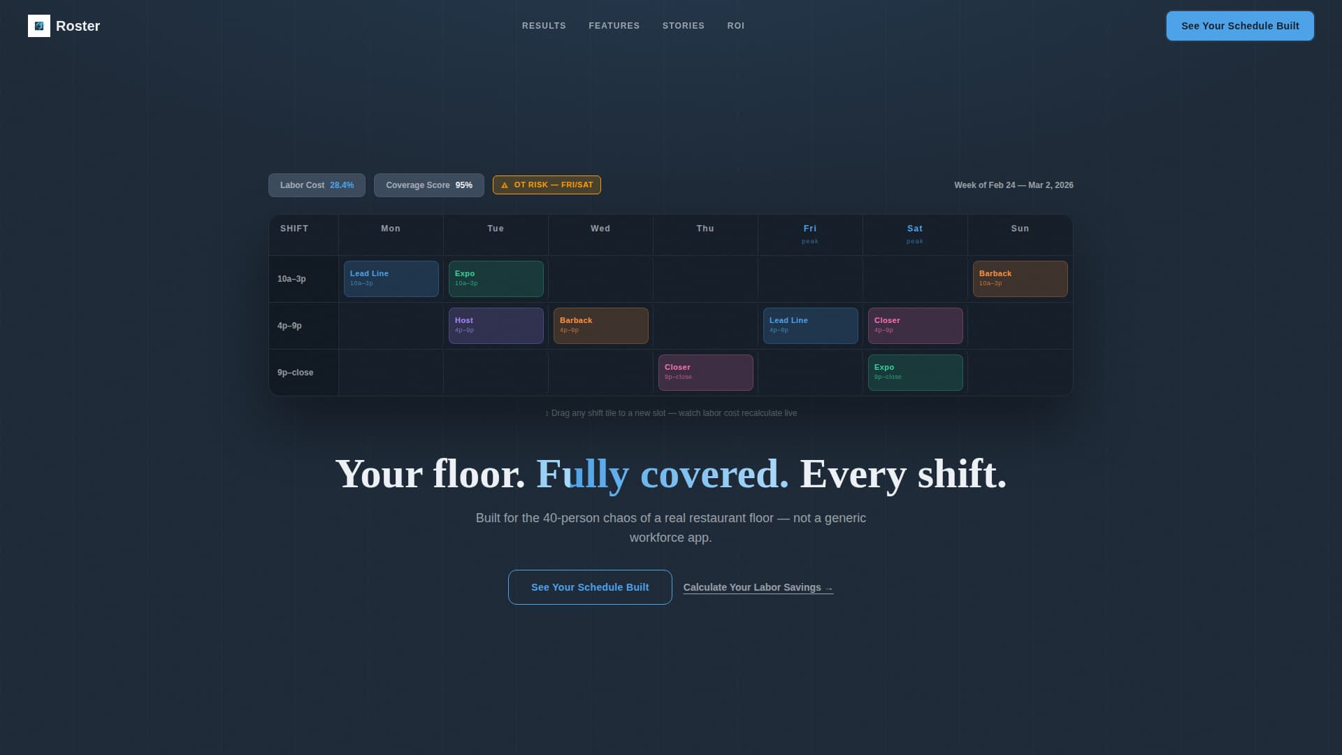 Roster - Powerful Restaurant Landing Page Template