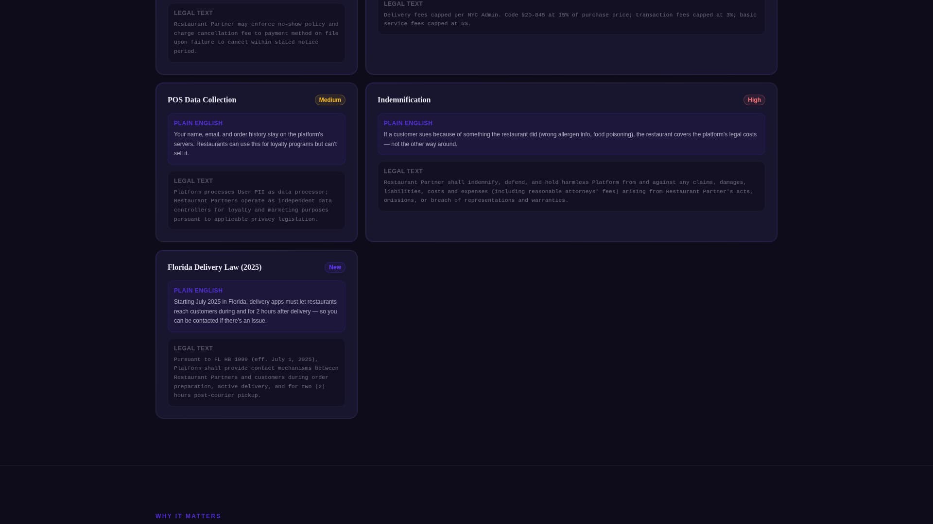Restaurant Terms of Service Plain-Language Website Template