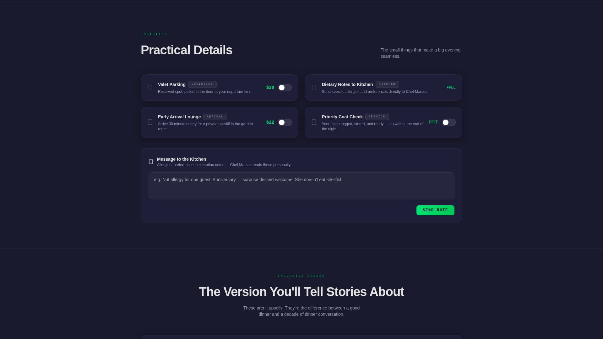 Restaurant Booking Confirmation & Upsell Thank-You Page Template
