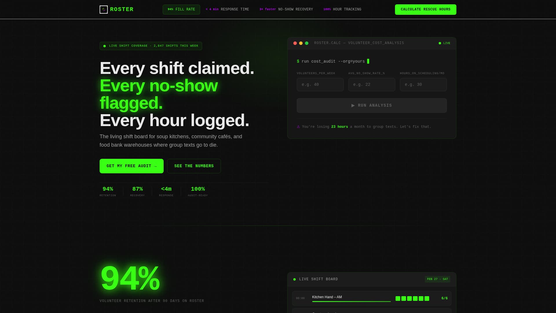 Roster - Powerful Volunteer Management Landing Page Template