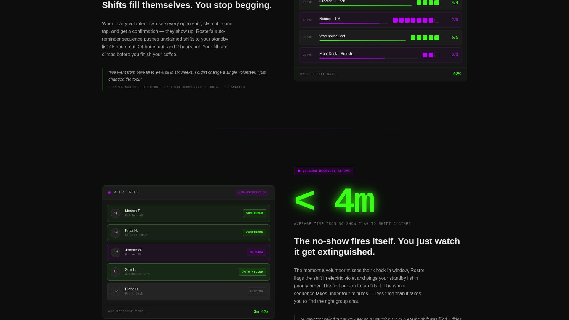 Roster - Powerful Volunteer Management Landing Page Template