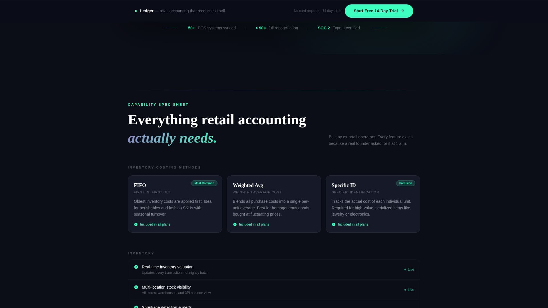 Ledger - Powerful Retail Accounting Landing Page Template