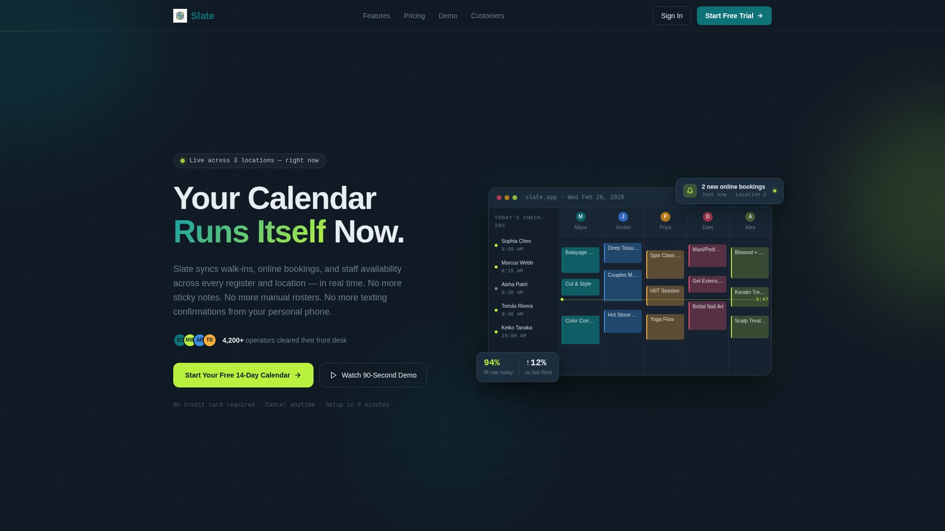 Slate - Dynamic Booking Landing Page Template