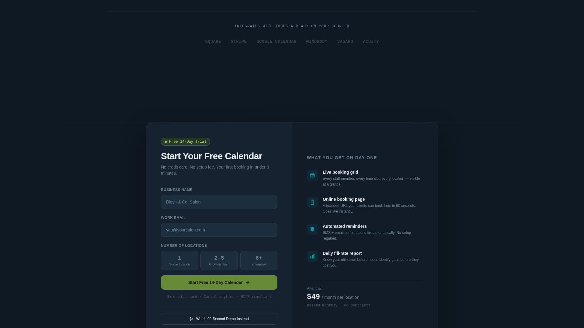 Slate - Dynamic Booking Landing Page Template