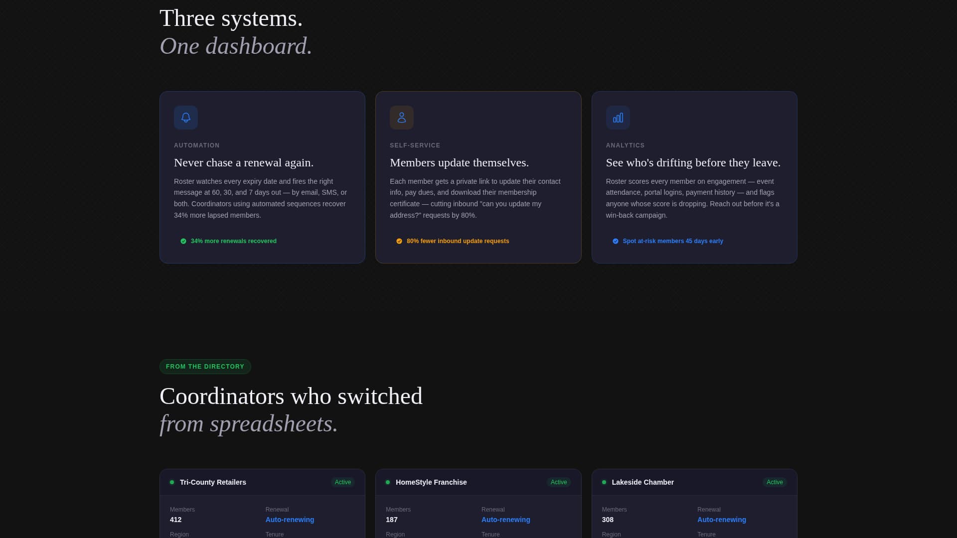 Roster - Dynamic Membership Landing Page Template