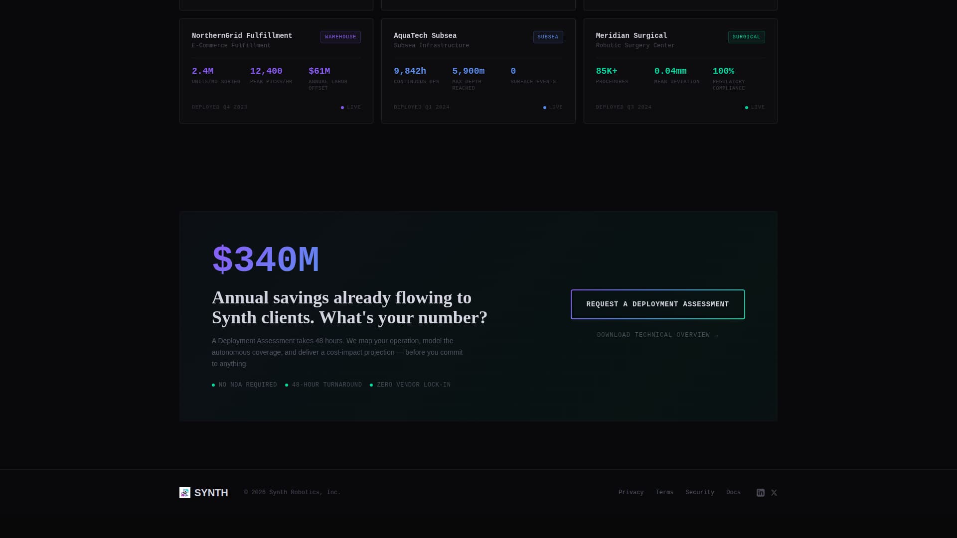 Synth - Autonomous Robotech Landing Page Template