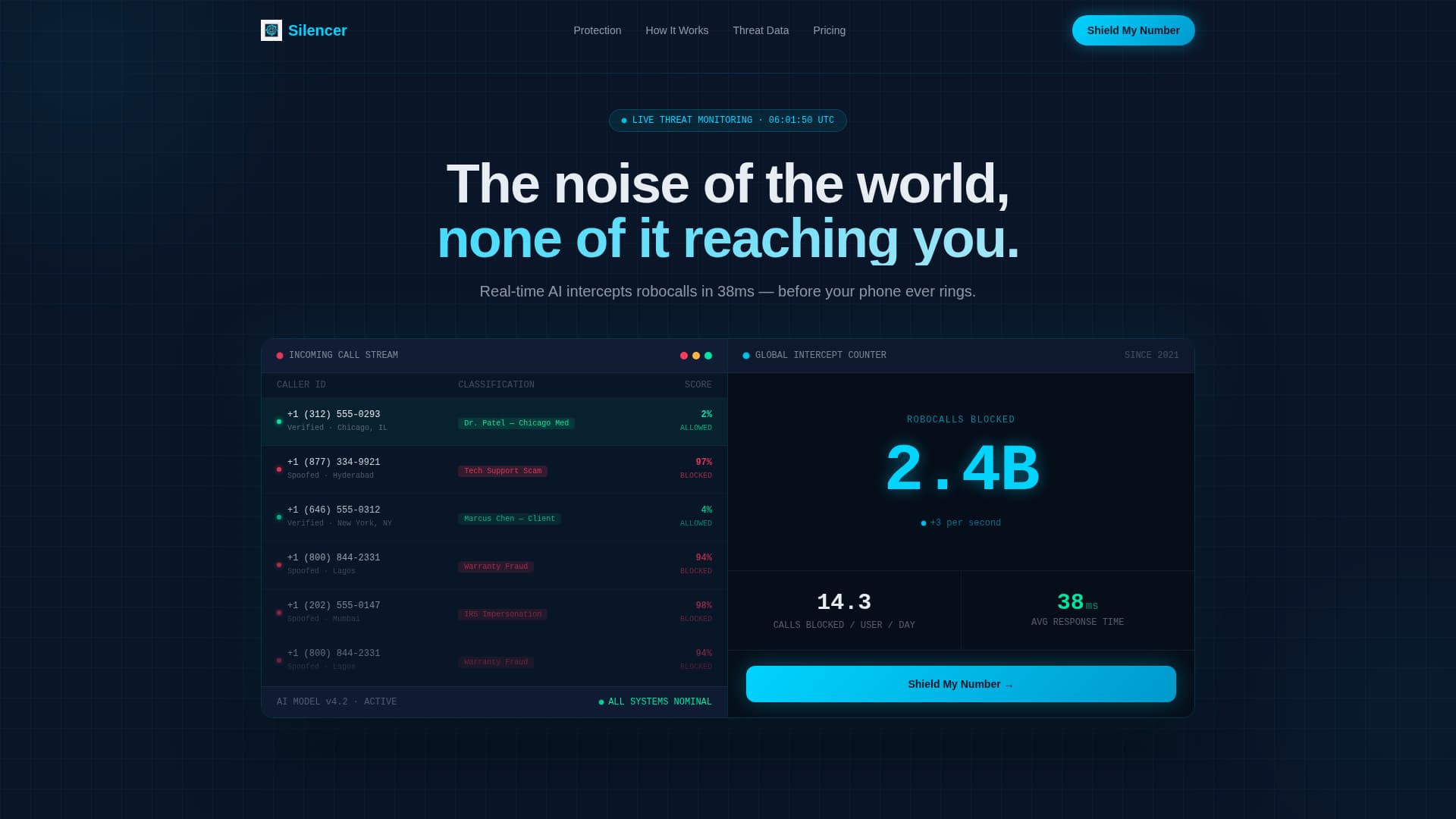 Silencer - Powerful Robocall Blocking Landing Page Template